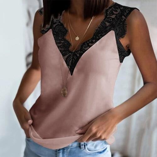 Black White Women Vest Top V Neck Lace Spaghetti Strap Tank Tops Casual Sleeveless Shirts Blouse Camisetas Tirantes Mujer