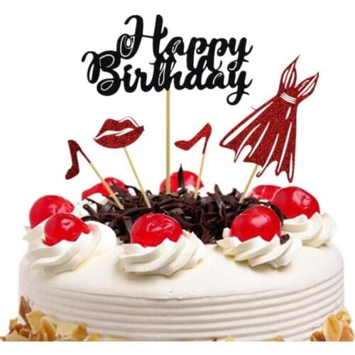 Cake Toppers Happy Birthday Sexy Queen Wedding Dress Cupcake Cake Topper Flags Baby Shower Cake Baking DIY Party Decor Xmas New