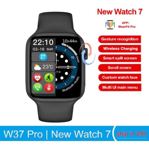 Original W37 Pro Series 7 New Smartwatch Wireless Charging Call ECG Split Screen Password Lock Sports Smart Watch PK IWO 13 Pro