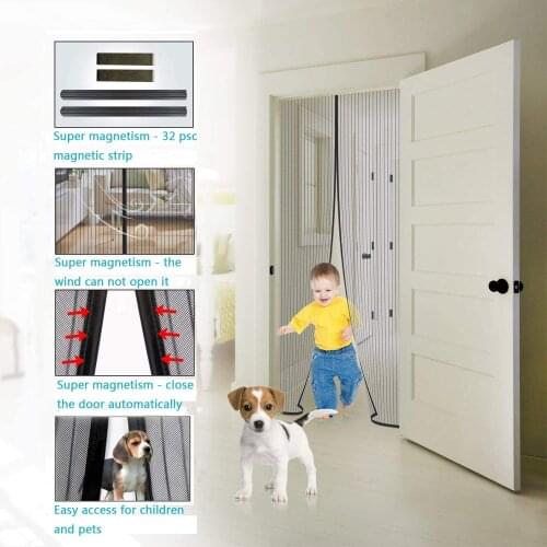 Premium 8 Size Summer Magnetic Screen Door Curtain Net Anti Mosquito Insect Fly Bug Room Divider Automatic Closing Magnetic Bug