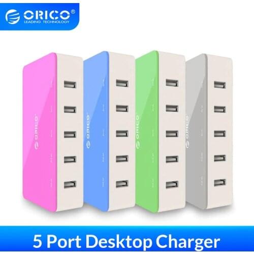 ORICO 5 Port Desktop USB Charger Travel Charger Adapter Fast Charging For Smartphone 4 Colors Intelligent Charger Power Socket