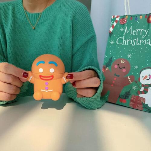 Silicone Protective 3D Gingerbread Man Headphone Case For Apple Airpods 1 2 soft protective cover For Earpods Accessories