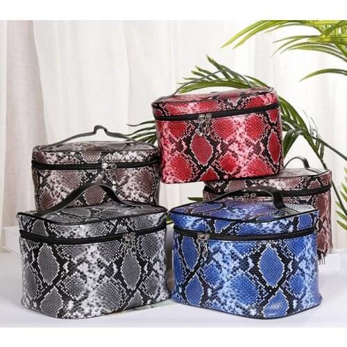 Women Serpentine Makeup Bags Travel Cosmetic Bag Toiletries Organizer Storage Bag Hanging Bathroom Wash Bag Make Up Cases