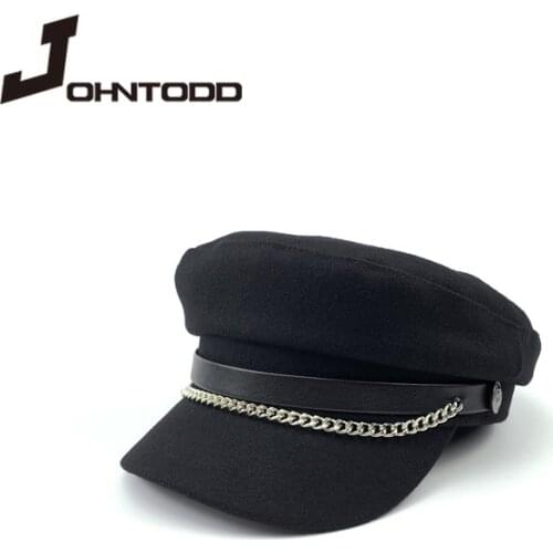 Pu leather military cap women fashion military cap Gorras Snapback cap women Casquette beret British style new brand black hat