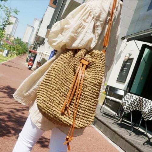 Casaul rattan women shoulder bags wicker woven large capacity totes tassel crossbody bag summer beach big purses travel bali sac