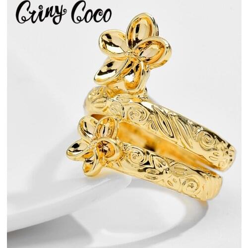 Cring Coco Handmade Romantic Flower Rings Female Fashion Gold Color Plumeria Ring Ladies Engagement Accessories for Women 2020