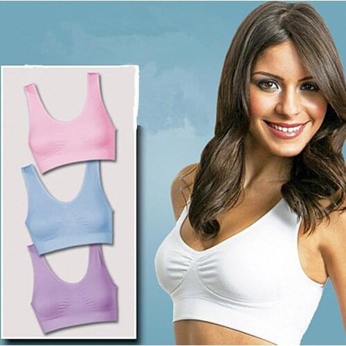 Removable pad Wire Free Bra Seamless Solid Bra Underwear Genie Bra Shock-Collecting Fitness Sleep Bralette Lingerie 3 pcs a Lot