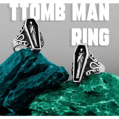 [315L Stainless Steel] Punk Retro Domineering Ring Hand Jewelry Titanium Steel Portrait Accessories Birthday Party Gift Ring