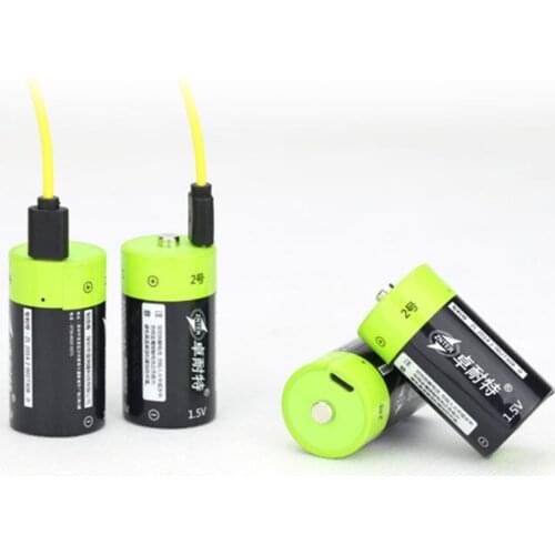4PCS New Products ZNTER 1.5V 3000mAh Rechargeable Lithium Polymer Battery USB Battery C Size + Micro USB Charging Cable