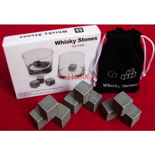 50sets/lot(9pcs/set) Free Shipping Whisky Ice Cube Stones Soapstone Rocks Drinks Beer Cooler Great Gift With Velvet Bag