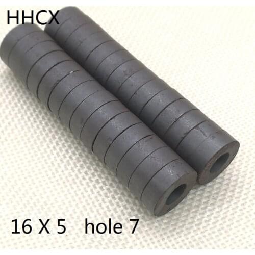 50pcs/lot Y30 Ring Ferrite Magnet 16*5 Hole 7 Permanent magnet 16x5 Black Round Speaker 16X5-7