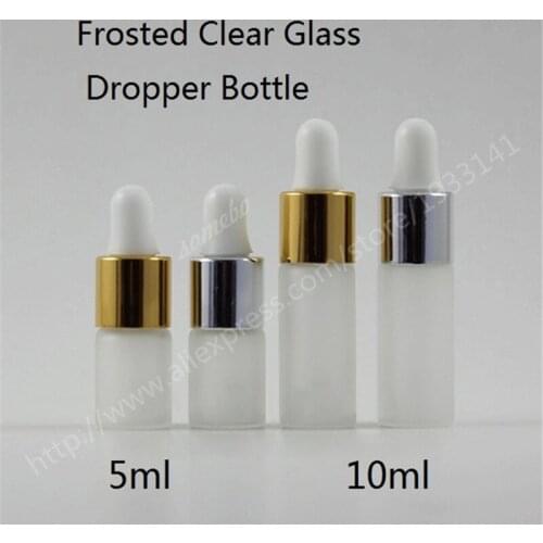 500pcs 3ml 5ml Clear Frosted Glass Dropper Bottle Small Frosted Dropper Bottle3cc 5cc Glass Essential Oil Bottle with Dropper