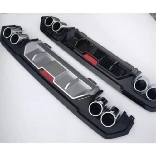 ABS Special 4 outlet pipe Black Primer Car Rear Bumper Lip Auto Car Diffuser For Honda civic 2016 2017 2018