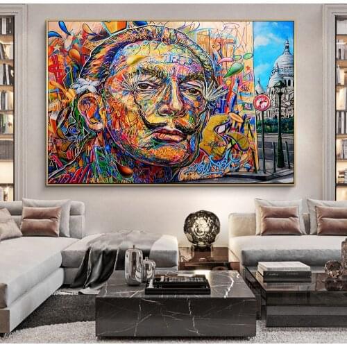 Abstract Salvador Dali Graffiti Art Canvas Paintings On the Wall Art Posters And Prints Street Art Canvas Pictures Home Decor