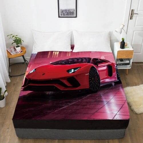 Car Elastic fitted sheet bed sheet With An Elastic Band 150x200/180/200/160x200 Mattress Cover Bed cover 1pc Red sports car