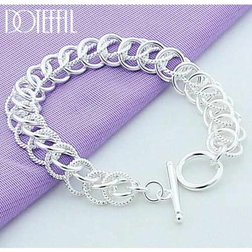 DOTEFFIL 925 Sterling Silver Multi-circle Chain Bracelet For Woman Charm Wedding Engagement Party Fashion Jewelry