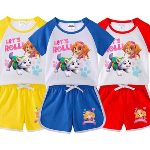 Childrens Suit Summer Wear New Paw Patrol Clothes Childrens Wear Baby Short Sleeve T-Shirt Shorts Casual Two Piece Set Fashion