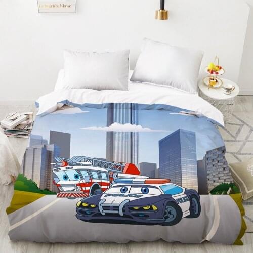 Car Cartoon Kids Duvet cover Quilt/Blanket/Comfortable Case Bedding for children baby girls 140x200 240x220 for Home police