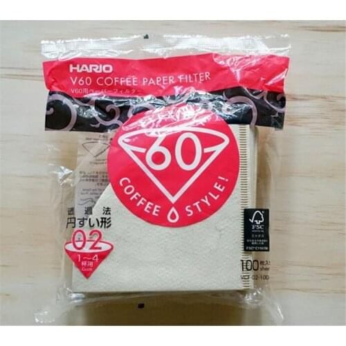 Free Shipping Aieioi Hario 02 100-Count Coffee Natural Paper Filters No bleach for 4 cups for Barista VCF-02-100M
