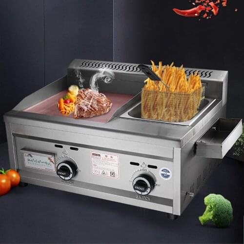 Gas Grill Deep Fryer Machine Commercial Grill Squid Fryer Oden Cooking Machine Stainless Steel Teppanyaki Equipment