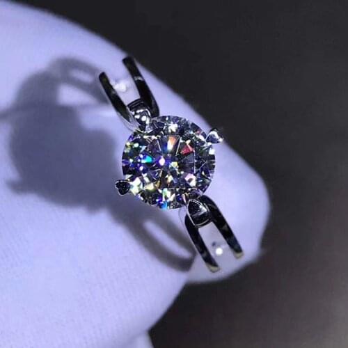 925 Silver Ring Brilliant Round Cut Moissanite Special design Anniversary Engagement Ring 1ct 2ct 3ct