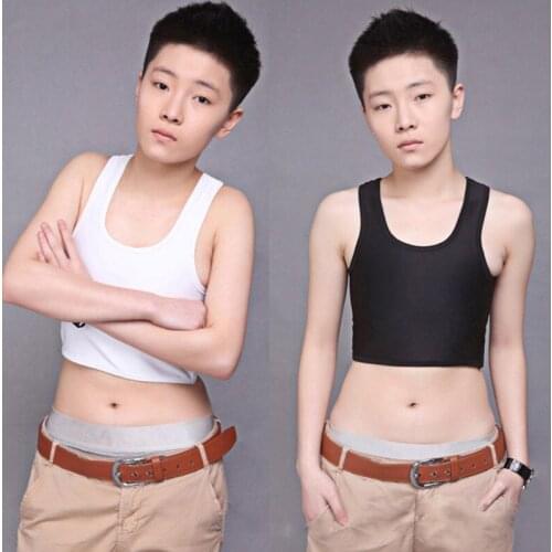 Hot ! Les Lesbian Tomboy Casual Breathable Buckle Short Chest Breast Binder Trans Vest Tops S-XL