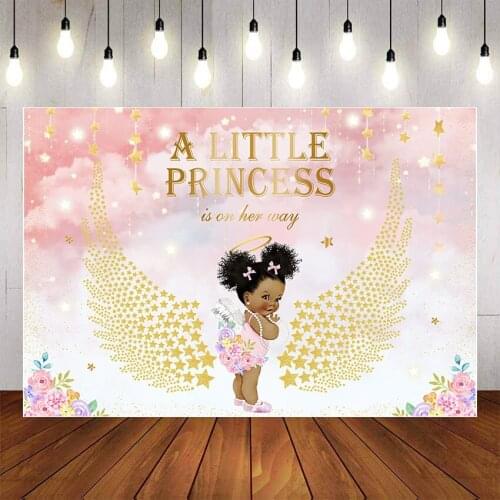 Mehofond Photography Background Stars Princess Girl Baby Shower Party Pink Angel Gold Wing Birthday Party Backdrop Photo Studio