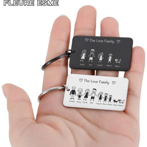 Personalized Family Love Keychain Customized Name Keyring Gift for Him Parents Children Present Bag Charm Families Member Gift