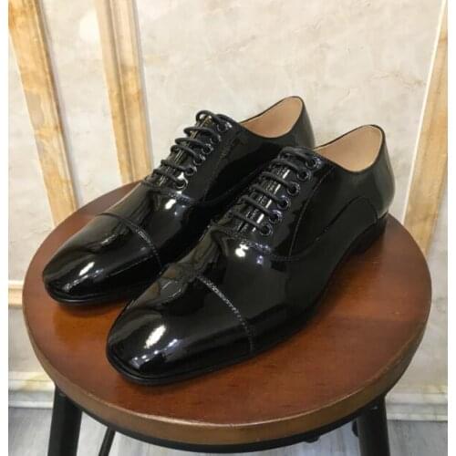 Moraima Snc Newest Patent Leather Lace-up Men Shoes Fashion Black Formal Dress Shoes for Men High Quality Wedding Shoes