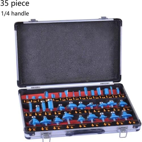 JGZUI 1/4" Shank Milling Cutter 35pcs Bit Drill Set Wood Carbide Mill Woodworking Trimming Carving Tool