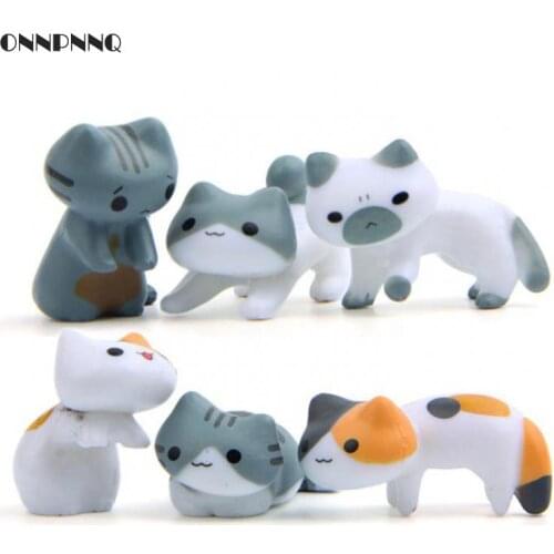 6pcs/set Diy Japan Kawaii Cat Set Resin Miniatura Crafts Miniatures Figurines Backyard Gardening Decorating Doll Home Decor