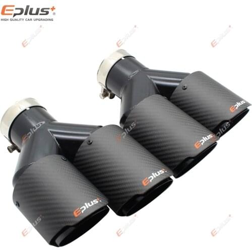 EPLUS Car Carbon Fiber Matte Muffler Tip Y Shape Double Exit Exhaust Pipe Mufflers Nozzle Decoration Universal Stainless Black