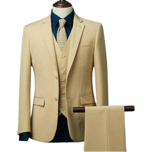 Real Photo Gold Man Work Business Suit Handsome Groom Tuxedos Prom Party Cocktail Dress 3 Piece (Jacket+Pants+Vest+Tie) W:208
