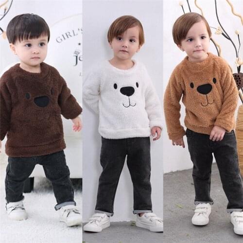 Brand New Toddler Clothing Kid Toddler Baby Girl Boy Bear Tops Sweaters Winter Warm Sweater Thick Warm Clothes