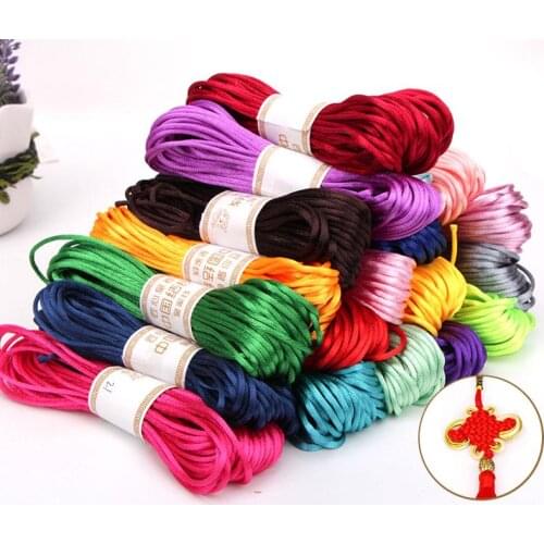 New Arrivals 2mm 20m Chinese Knot Cord Rattail Satin Braided String Jewelry Findings Beading Rope For Diy Fashion Crafts
