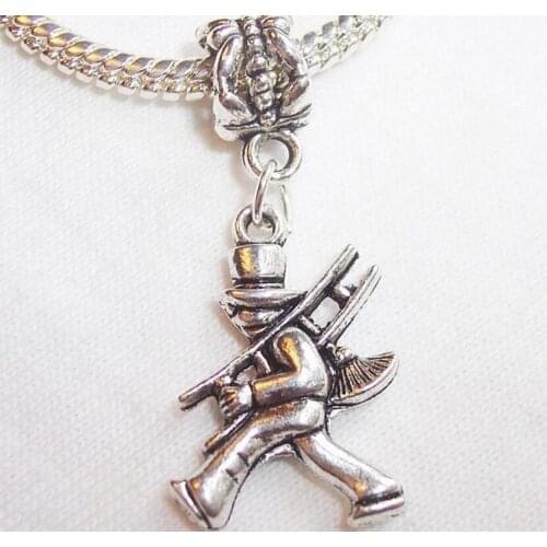 50Pcs Chimney Sweep Contractor Man Dangle Charm Bead Necklace European Charm Bracelets & Bangles Jewelry Accessories