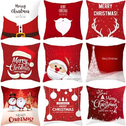 Christmas Pillow Covers Cushion Cover Merry Christmas Sofa Decorative Throw Pillow Polyester Home Decoration Pillowcase 45*45cm