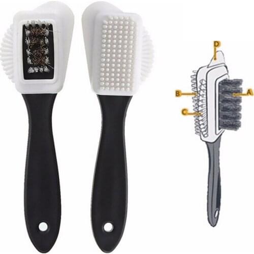 3 Side Cleaning Brush S Shape Shoe Cleaner For Suede Nubuck Boot Shoes A Hang Hole On Handle For Convenient Storage