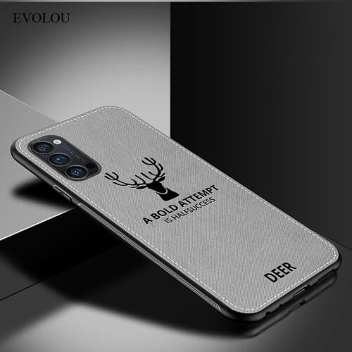 Elk Pattern Canvas Phone Case For OPPO Reno 5 Pro Plus Find X2 Pro Cloth Silicon Shockproof Back Cover For Realme X50 Pro A72 5G