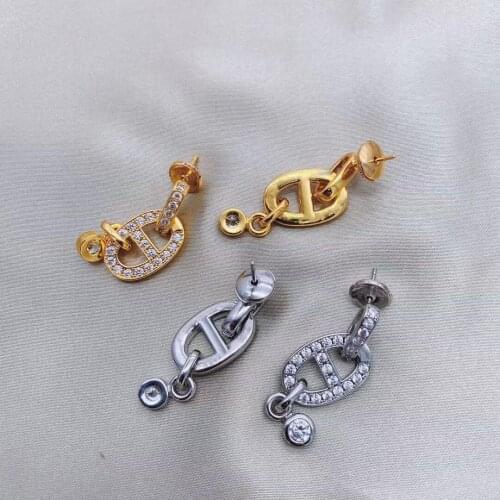 Coffee bean pig snout nose dangling earrings for women rhinestone long drop earrings luxury brand designer dupl jewelry party