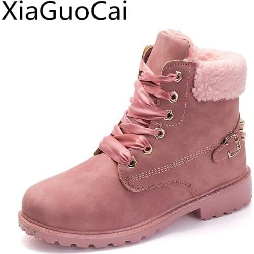 High Quality Women Boots Winter Ankle Boots for Ladies Lace Up Warm Female Snow Boots Female Antiskid Martin Shoes