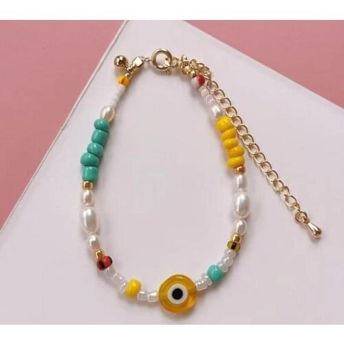 Boho style handmade jewelry high quality multicolor beaded bracelet men and women jewelry natural pearl couple bracelet gift