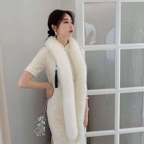 Genuine 100% Natural Real Fox Fur Scarf Bib Ring Women Warm Doublesided Full Fox Fur Long Shawl Winter Luxury Outdoor Scarves