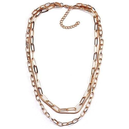 Fashion Gold Chain Necklace Punk Style Bohemian Multilayer Metal Necklaces for Women Daily Choker Collares Jewelry