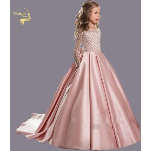 Vestidos de primera comunion 2020 Long Sleeves with Pockets Button Butterfly Bow Special Occasion Kids Clothing vestido daminha