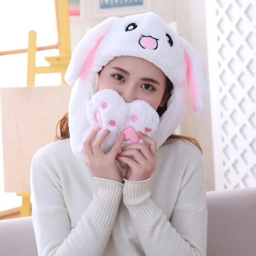 Animal Cartoon Stitch Girls Unicorn Hat Winter Women Hats Plush Moving Rabbit Ears Hat Childrens Cap Funny Gift For Baby