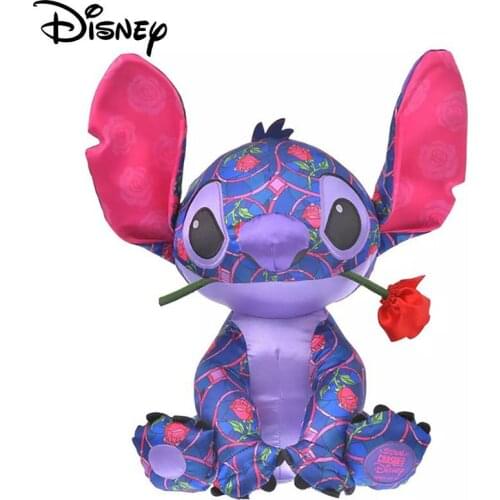 40cm Original Disney Cartoon Lilo & Stitch Limited Edition Stitch Rose Doll Comfort Birthday Gift Girls Kawaii Plush Pillow Toys