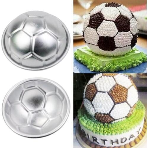 2Pcs/Set 3D Football Shape Cake Mold Aluminum Ball Sphere Non-toxic Cake Mould Chocolate Pan Mold Kitchen Baking Tools Fondant
