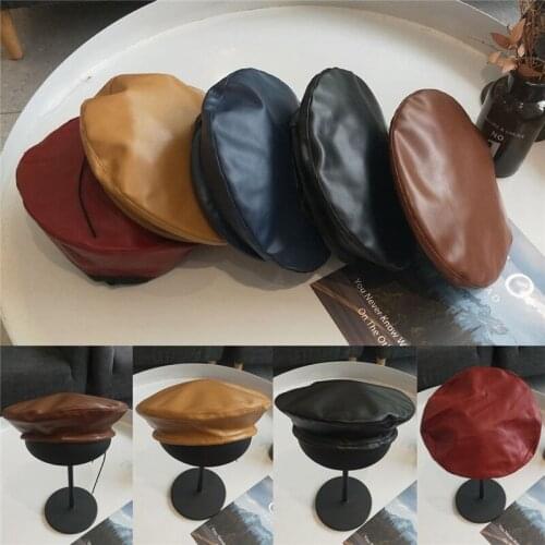 2019 New Fashion Womens Ladies Leather Beret Hat Fashion French Caps Painter Hats