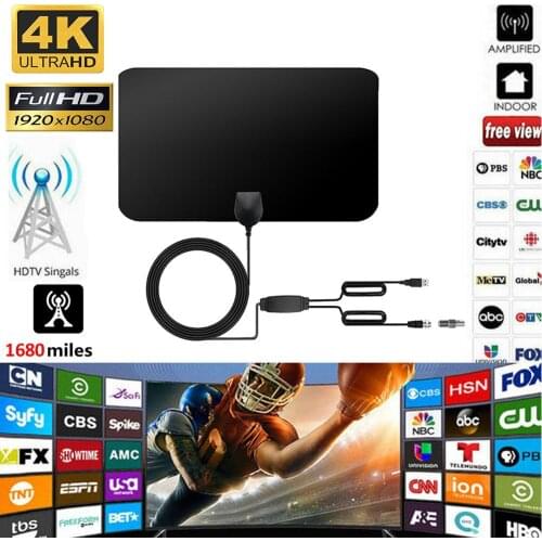 4K Digital HDTV Aerial Indoor Amplified Antenna 1680 Miles Range HD1080P DVB-T2 Freeview TV for Life Local Channel Broadcast